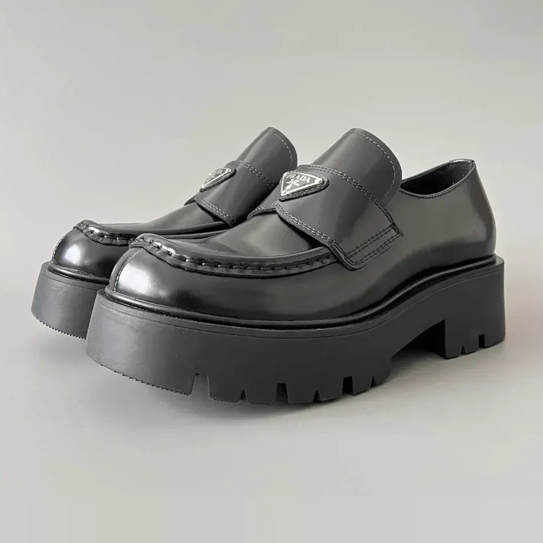 Prada Monolith Brushed Leather Loafers