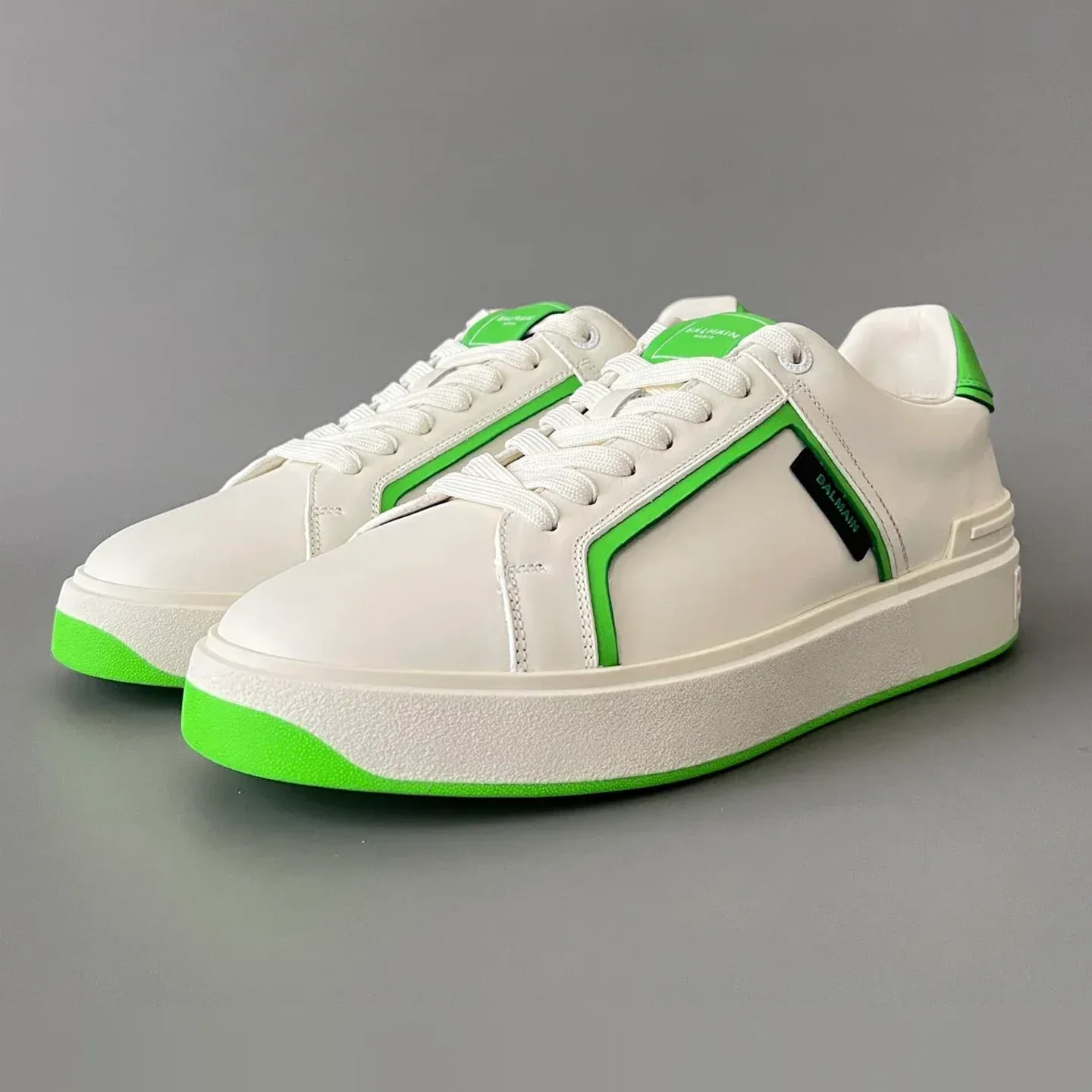 Balmain Logo-Strap Leather Slip-On Sneakers