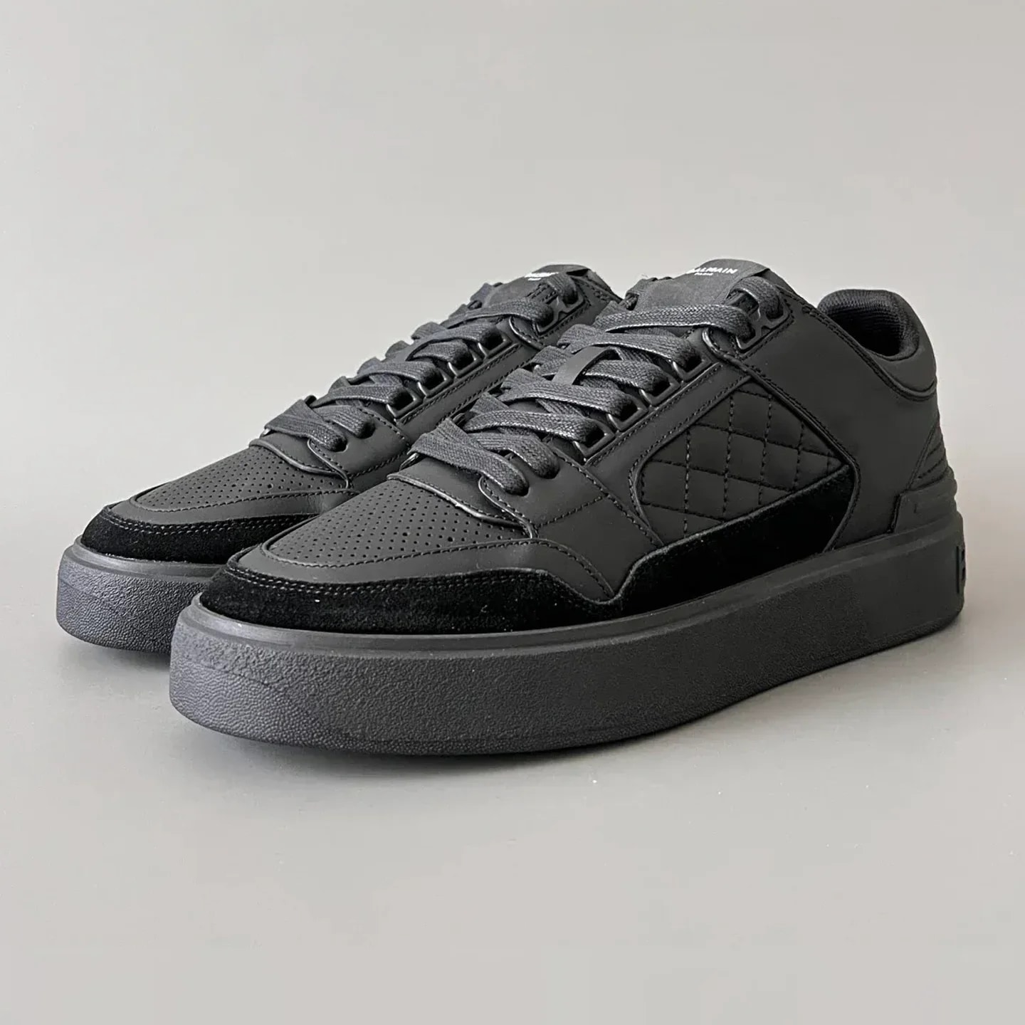 Balmain Logo-Strap Leather Slip-On Sneakers