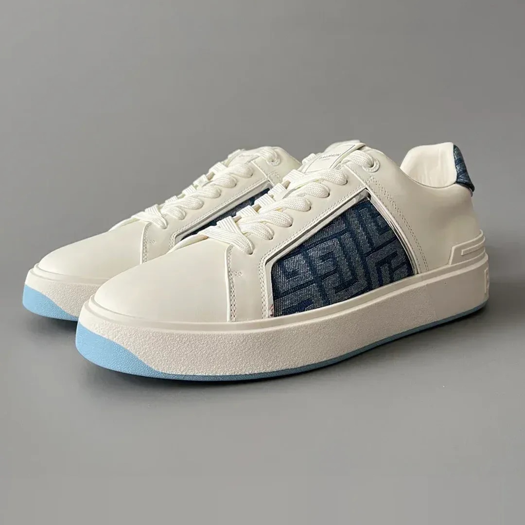 Balmain Logo-Strap Leather Slip-On Sneakers