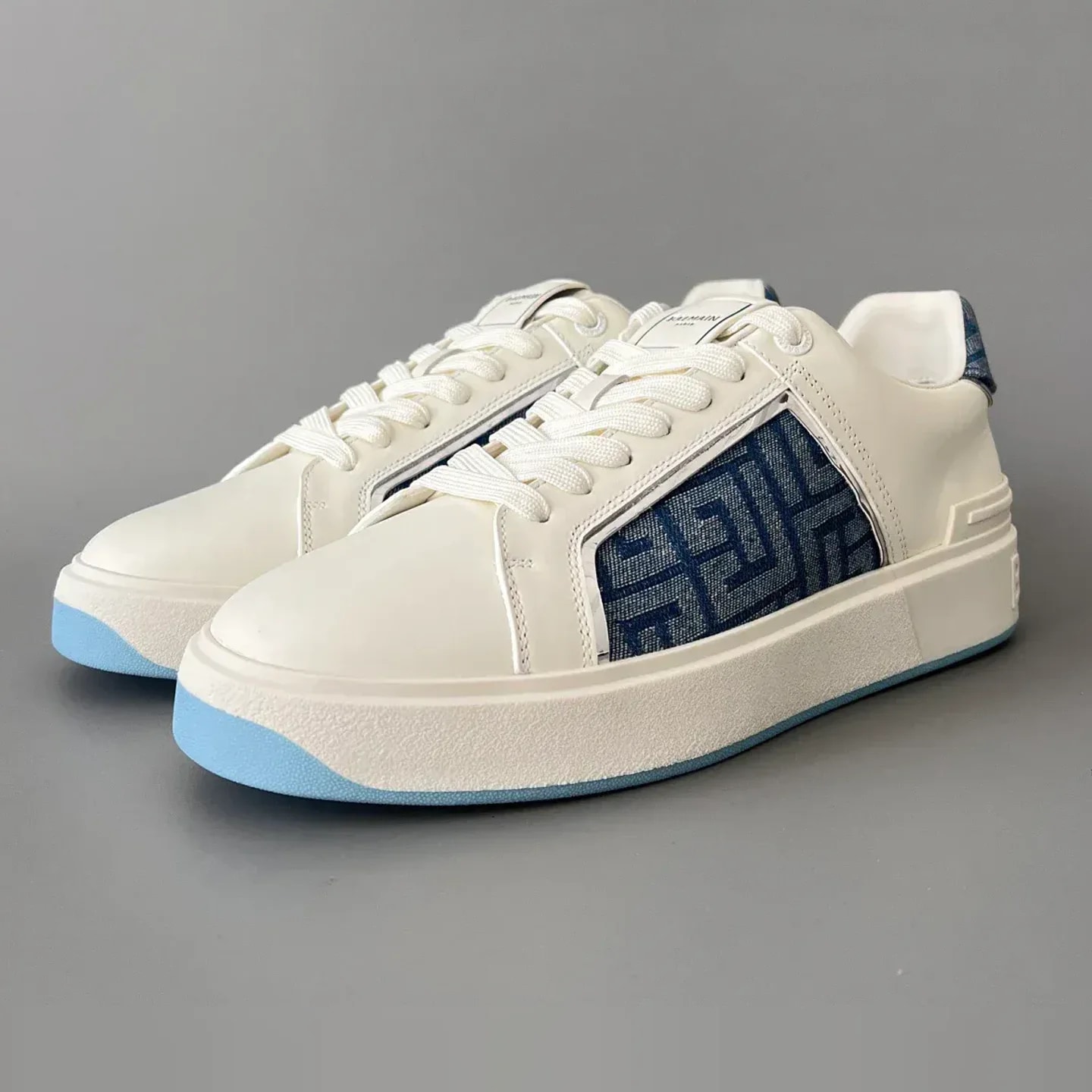 Balmain Logo-Strap Leather Slip-On Sneakers
