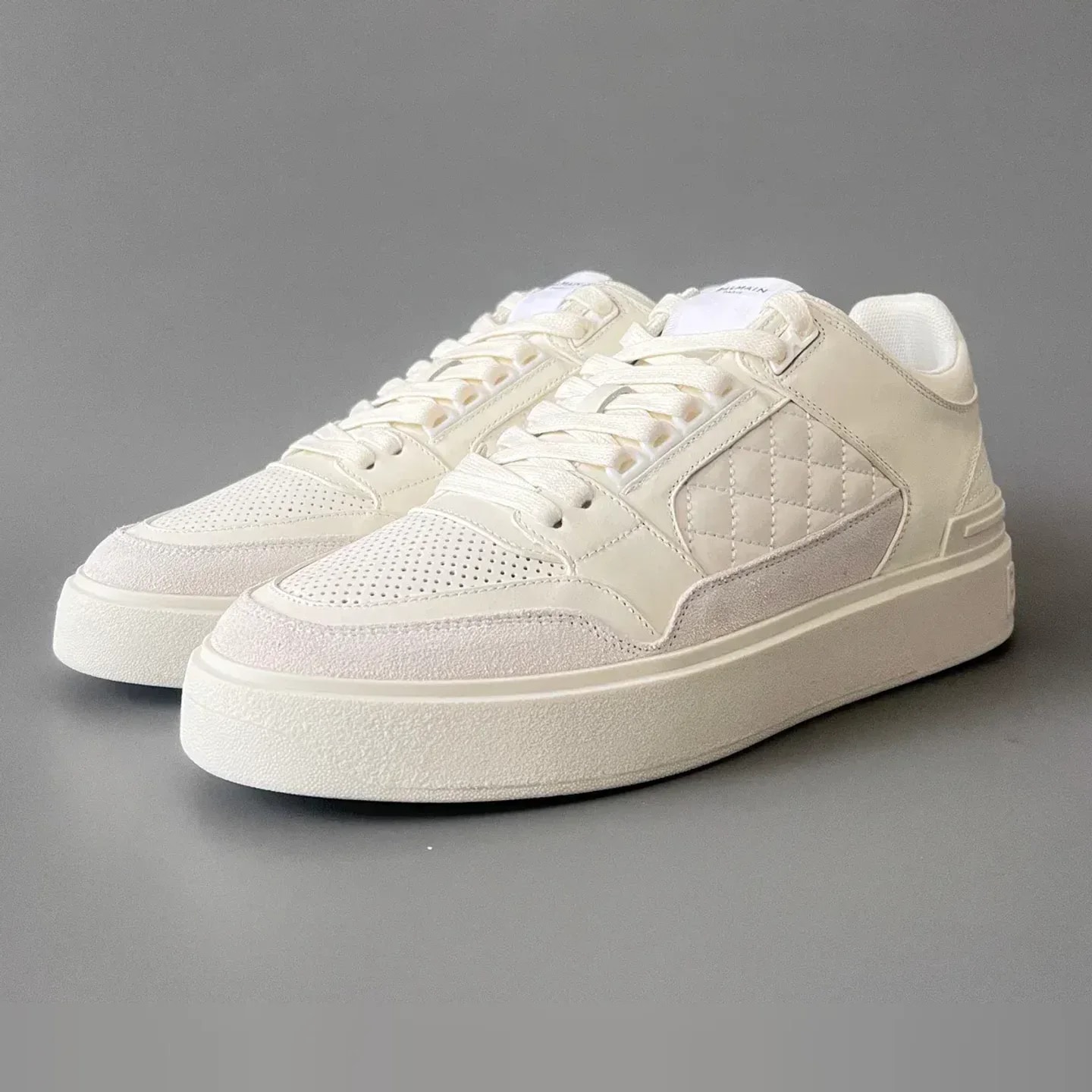 Balmain Logo-Strap Leather Slip-On Sneakers