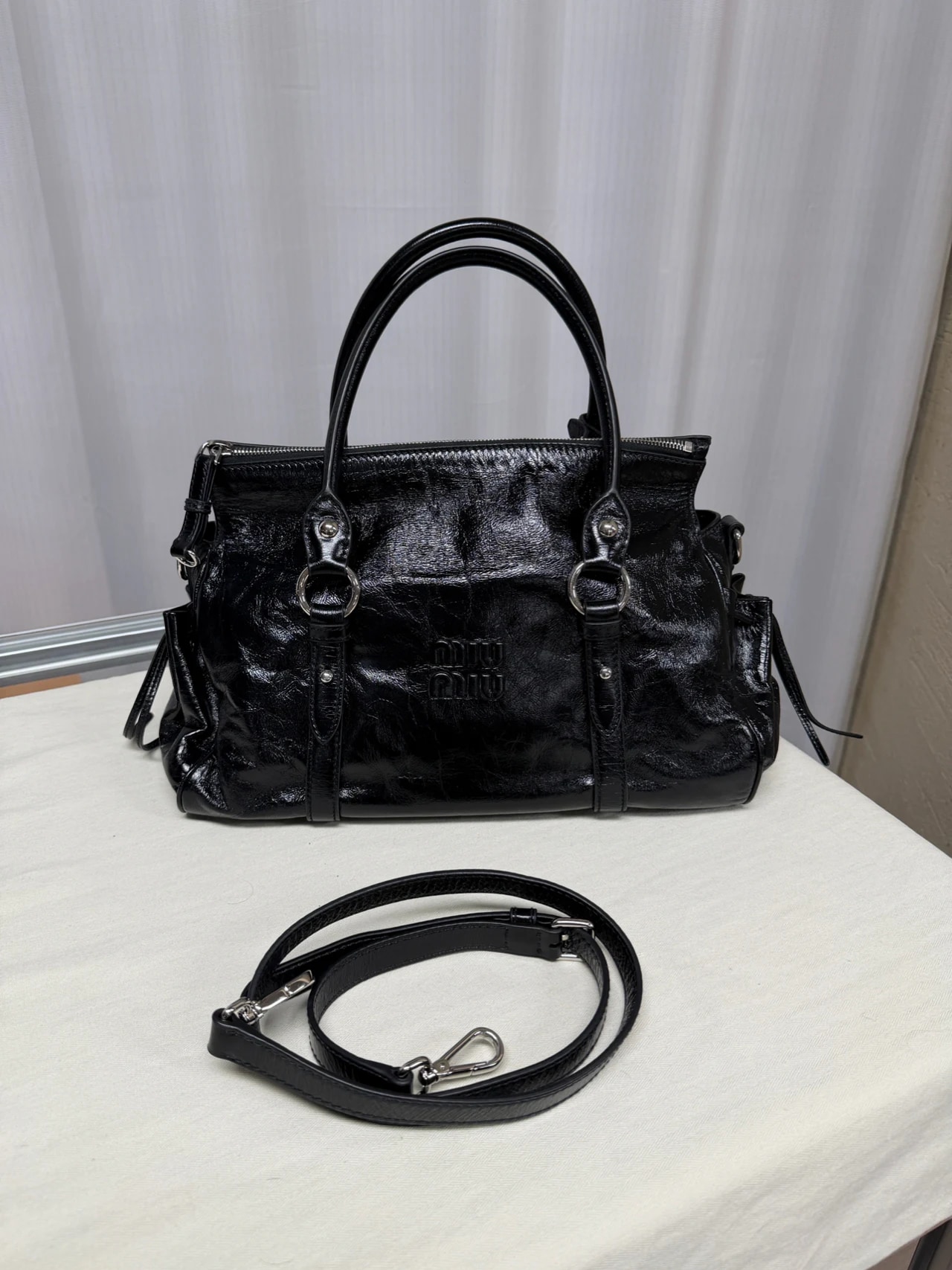 Miu Miu Shiny Leather Top-handle Bag