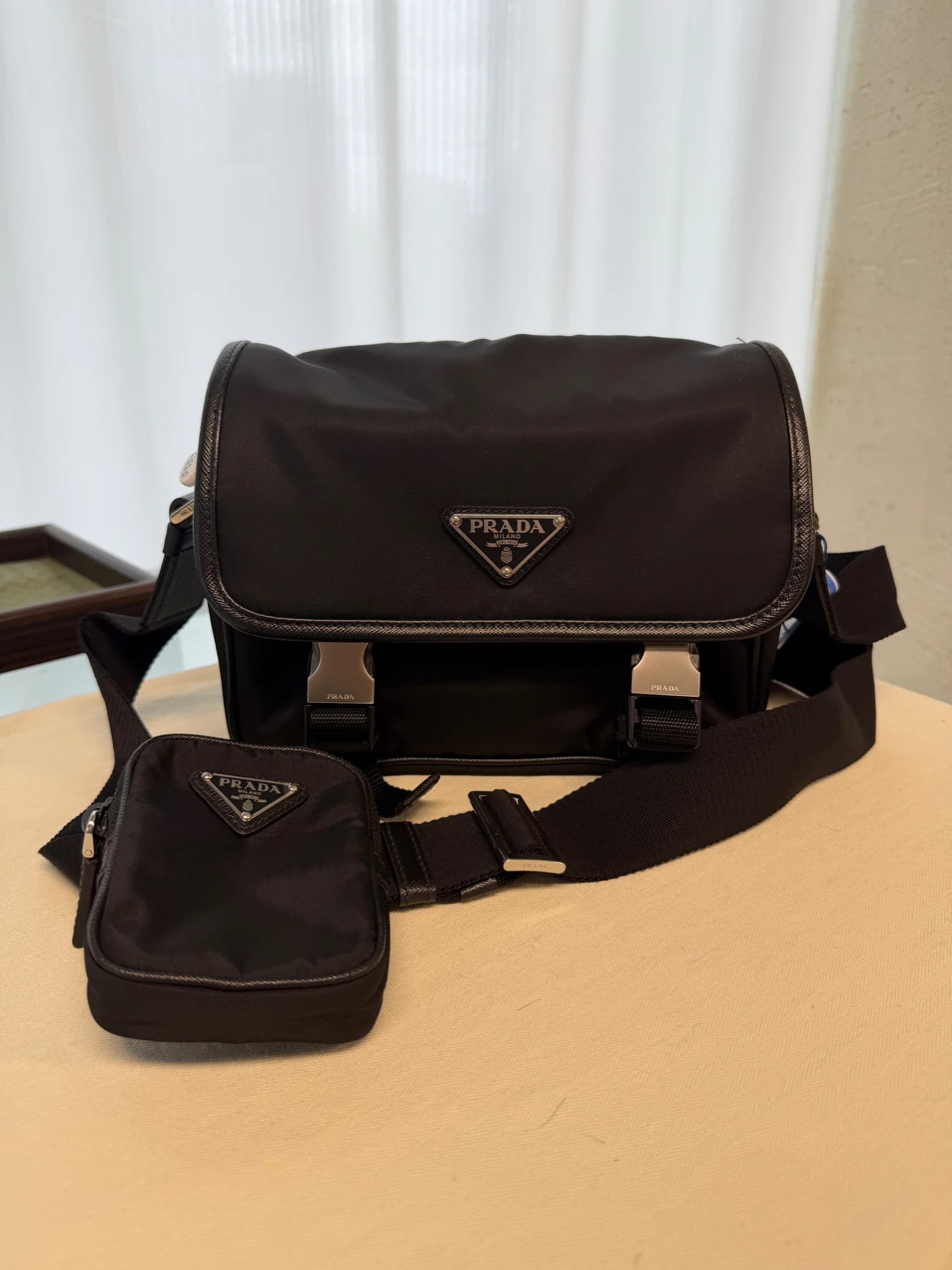 Prada Re-Nylon and Saffiano Leather Shoulder Bag