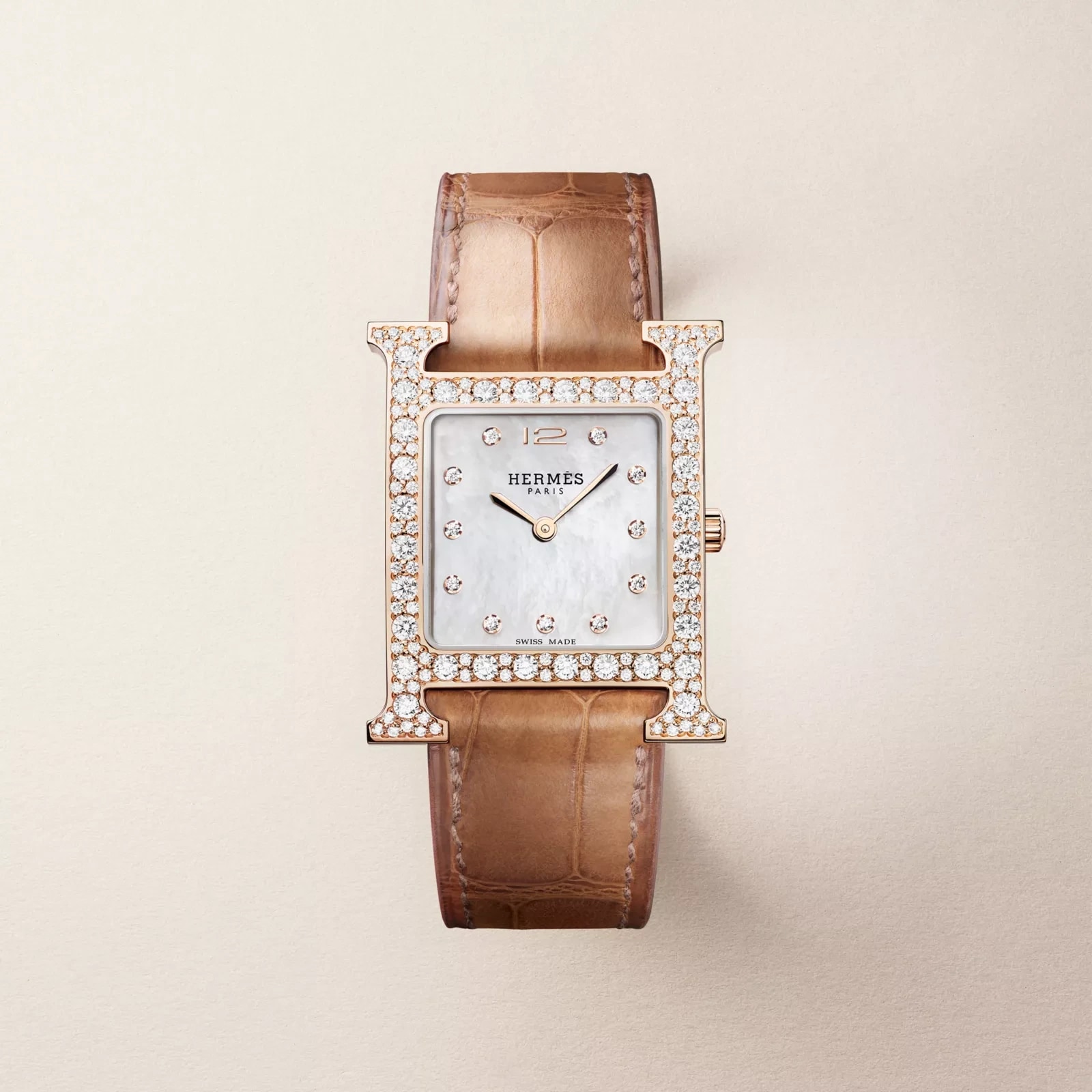 Hermès Heure H watch, Medium model, 30 mm, Pink