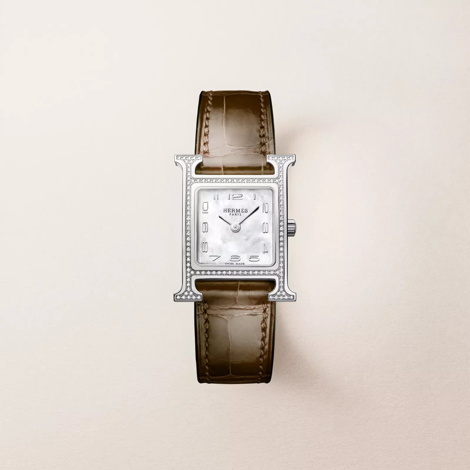 Hermès Heure H watch, Small model, 25 mm, Grey