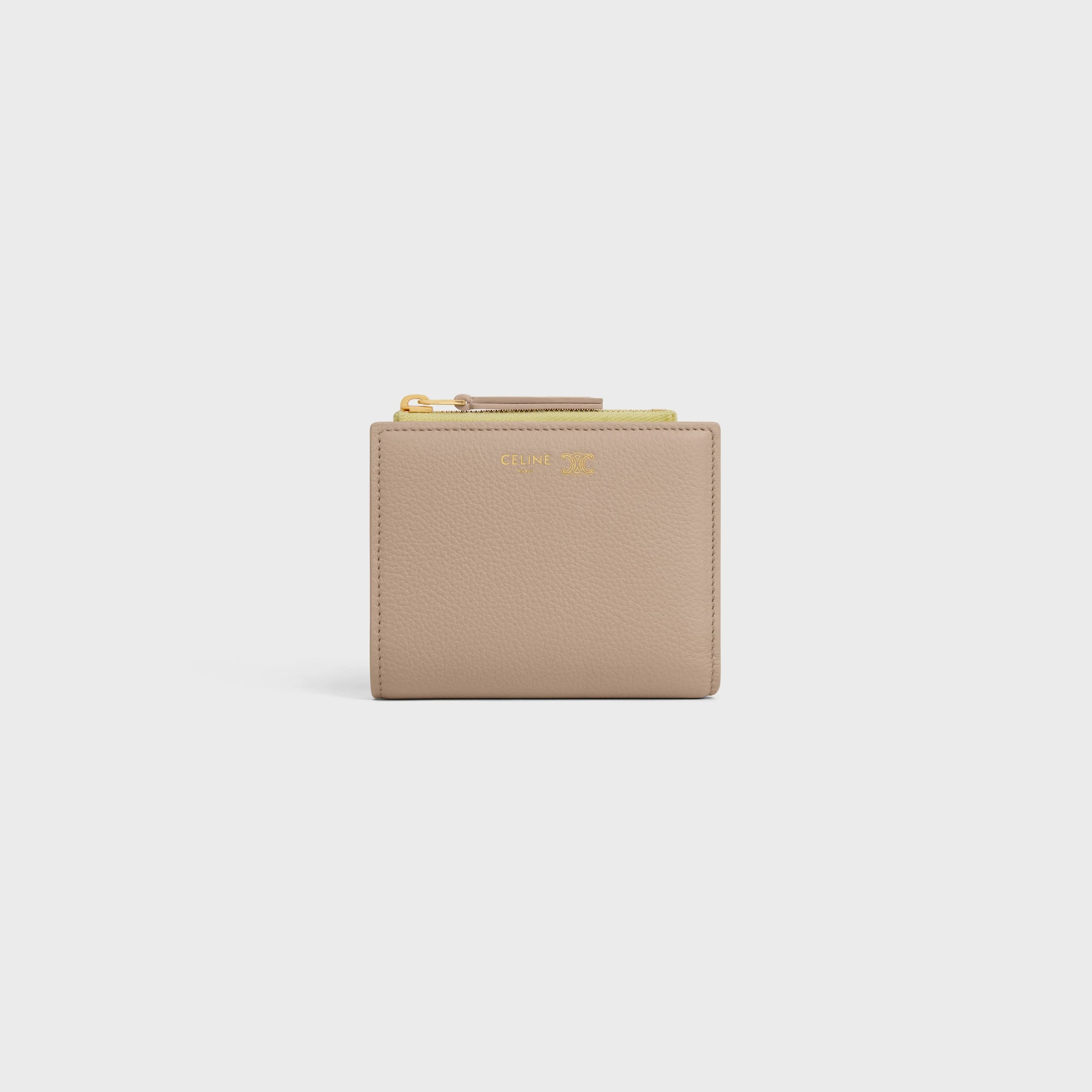 CELINE COMPACT WALLET TRIOMPHE STAMP IN SUPPLE GRAINED CALFSKIN