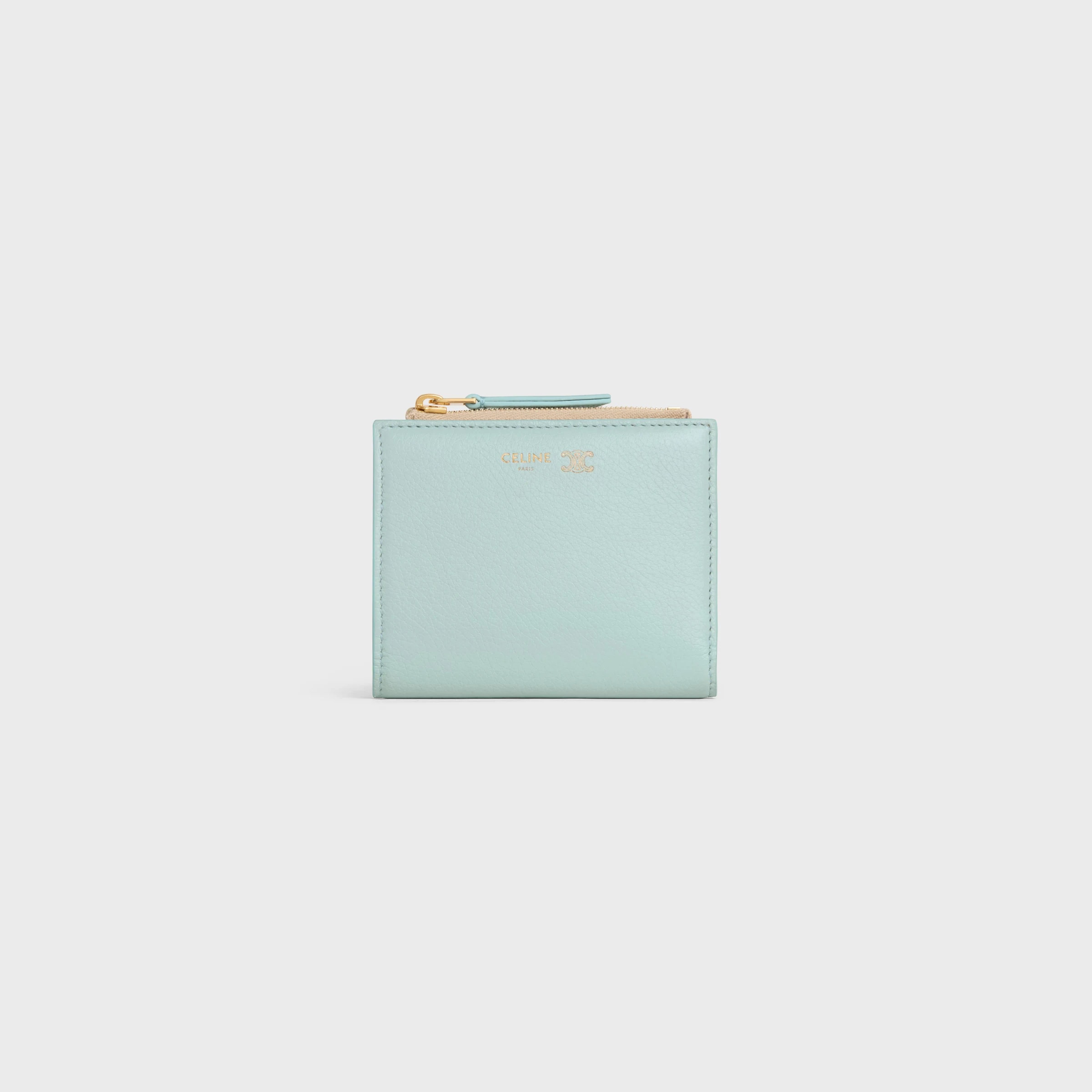 CELINE COMPACT WALLET TRIOMPHE STAMP IN GRAINED SUPPLE CALFSKIN