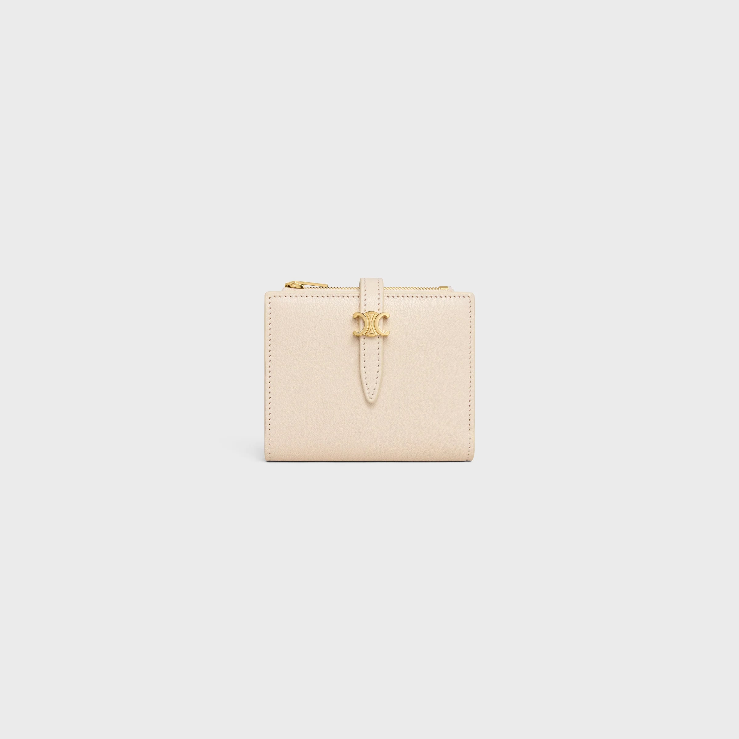 CELINE COMPACT WALLET TRIOMPHE PONTET IN GOATSKIN