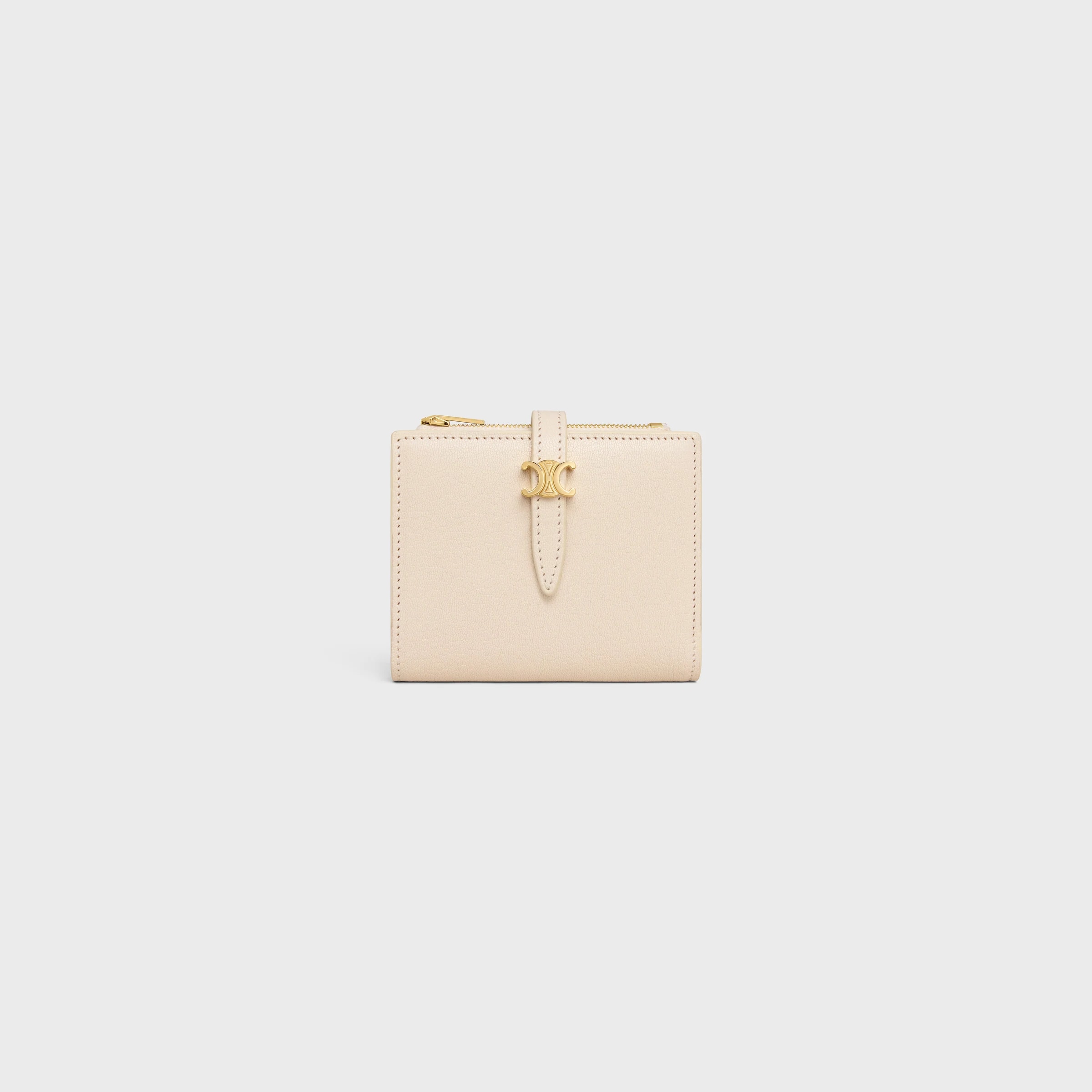 CELINE COMPACT WALLET TRIOMPHE PONTET IN GOATSKIN