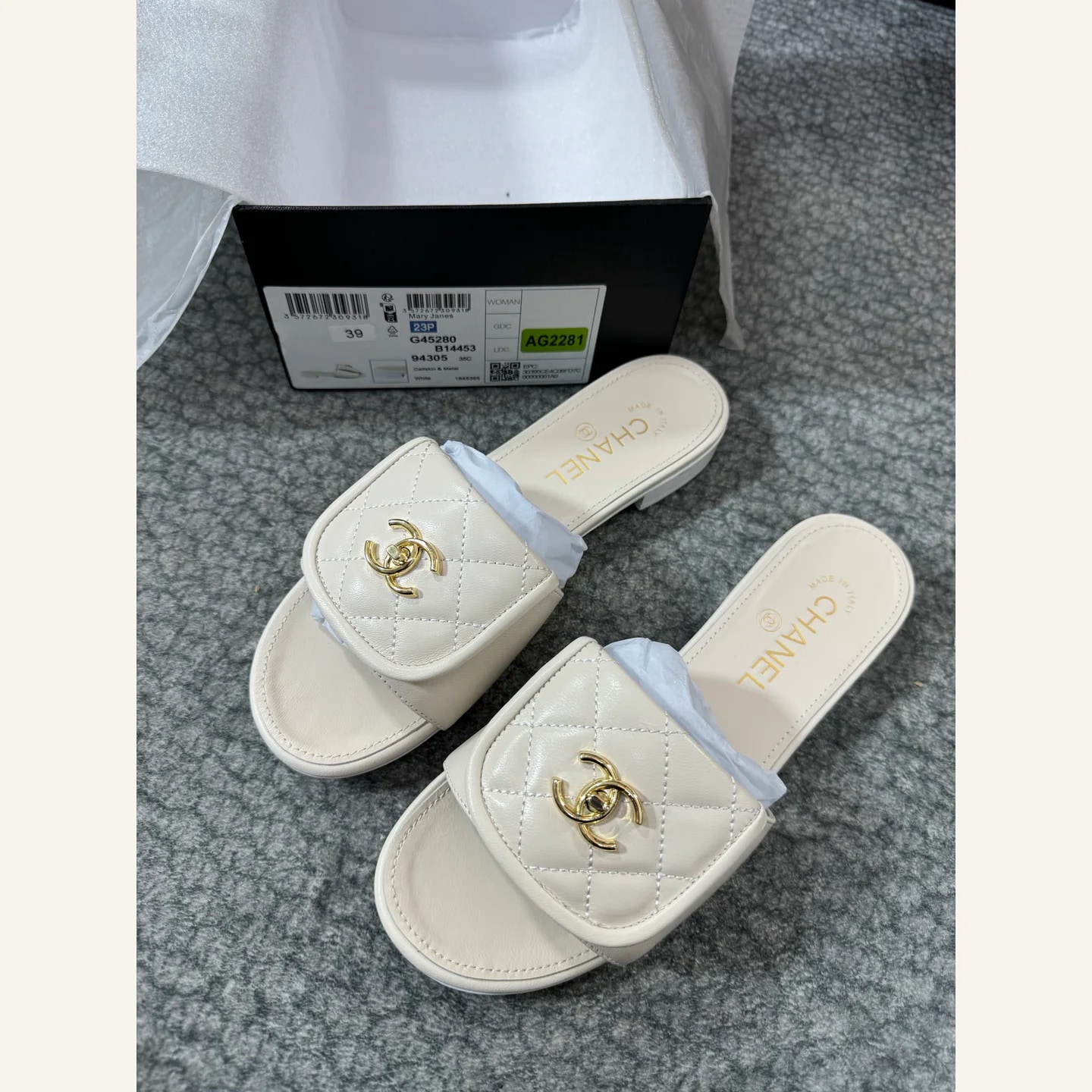 CHANEL Quilted CC Slide