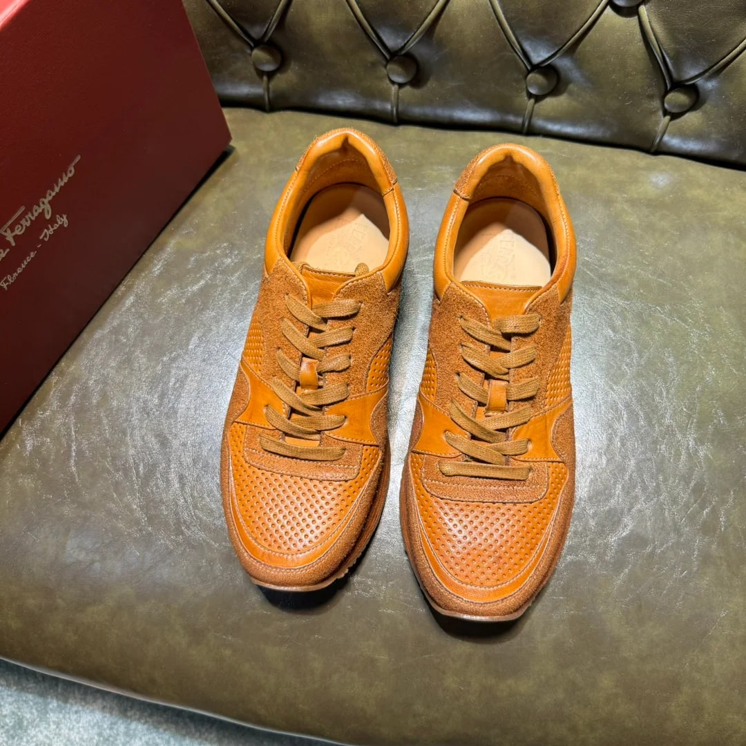 Ferragamo Washed-leather Low-top Sneaker