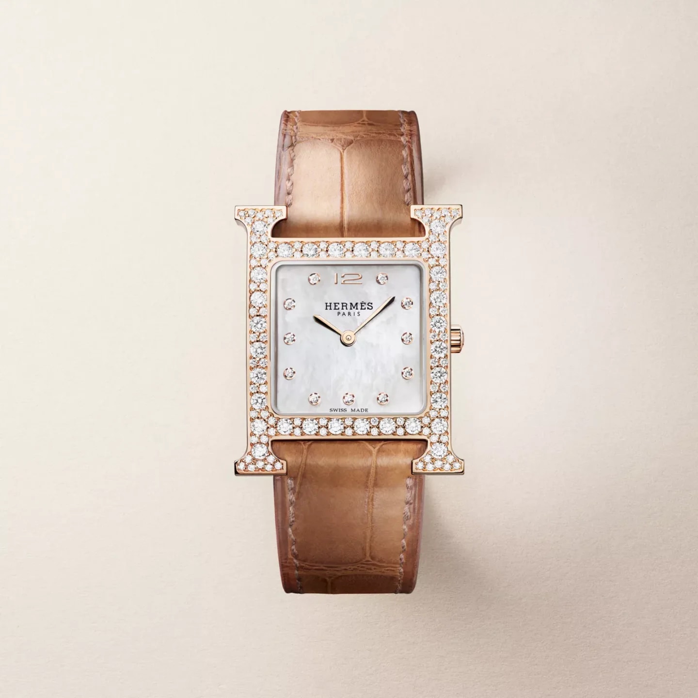 Hermès Heure H watch, Medium model, 30 mm, Pink