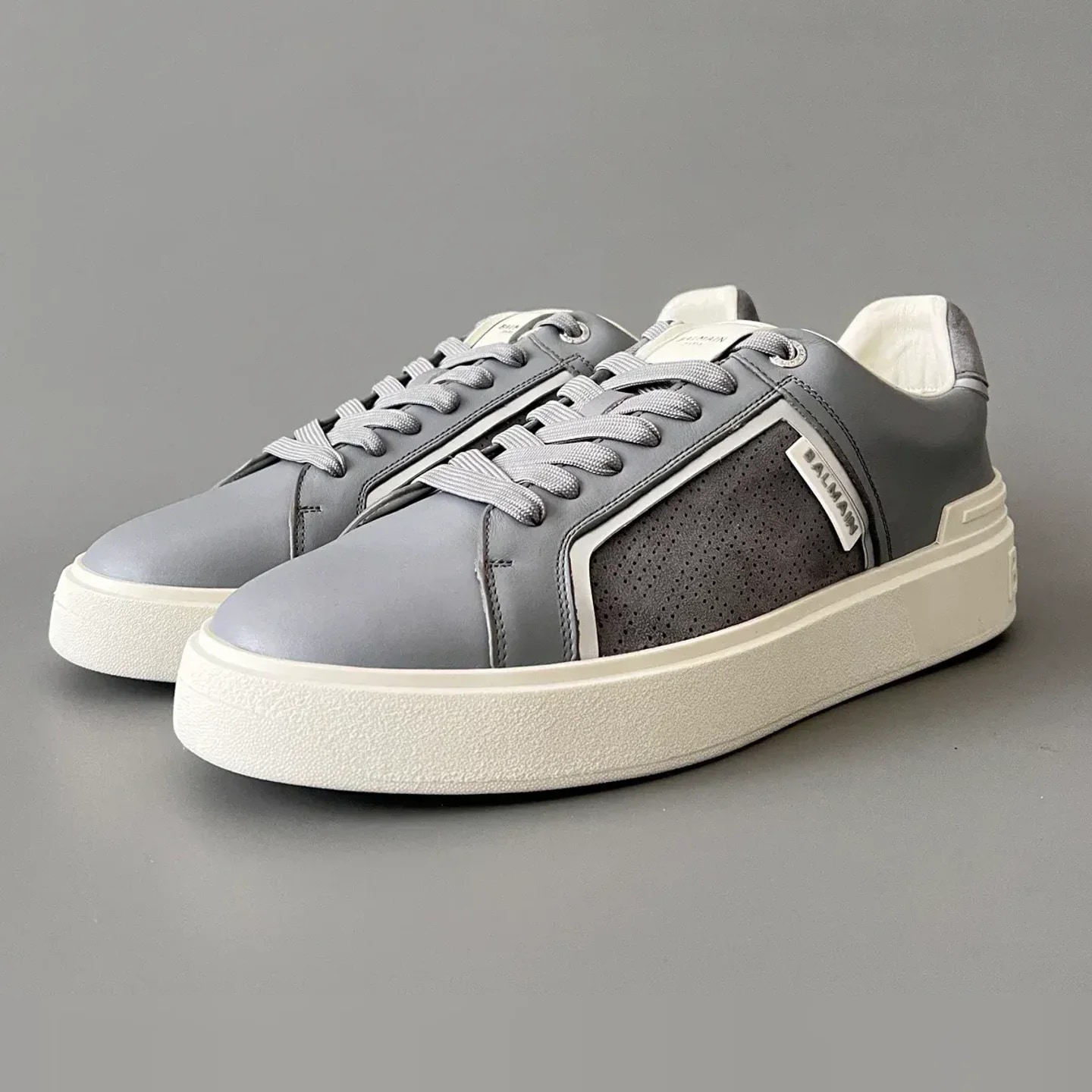 Balmain Logo-Strap Leather Slip-On Sneakers