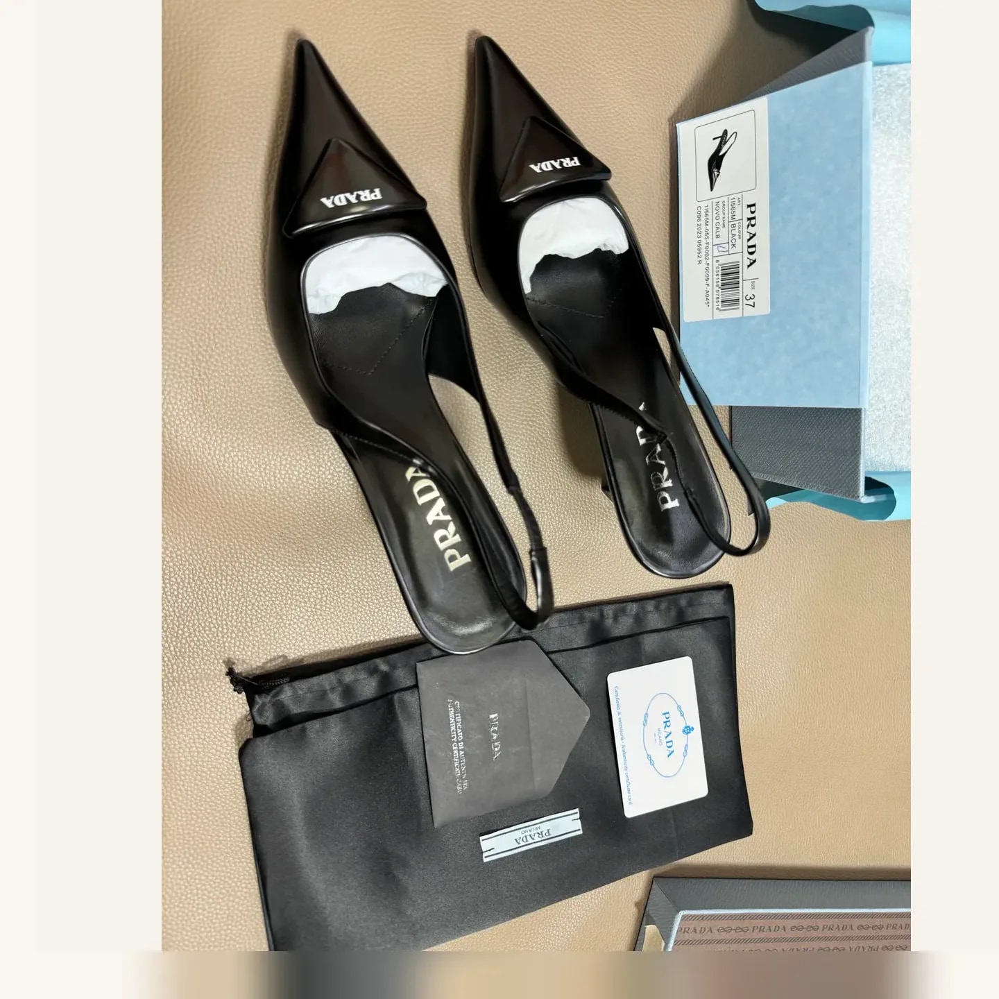 Prada Triangle-logo Slingback Pump