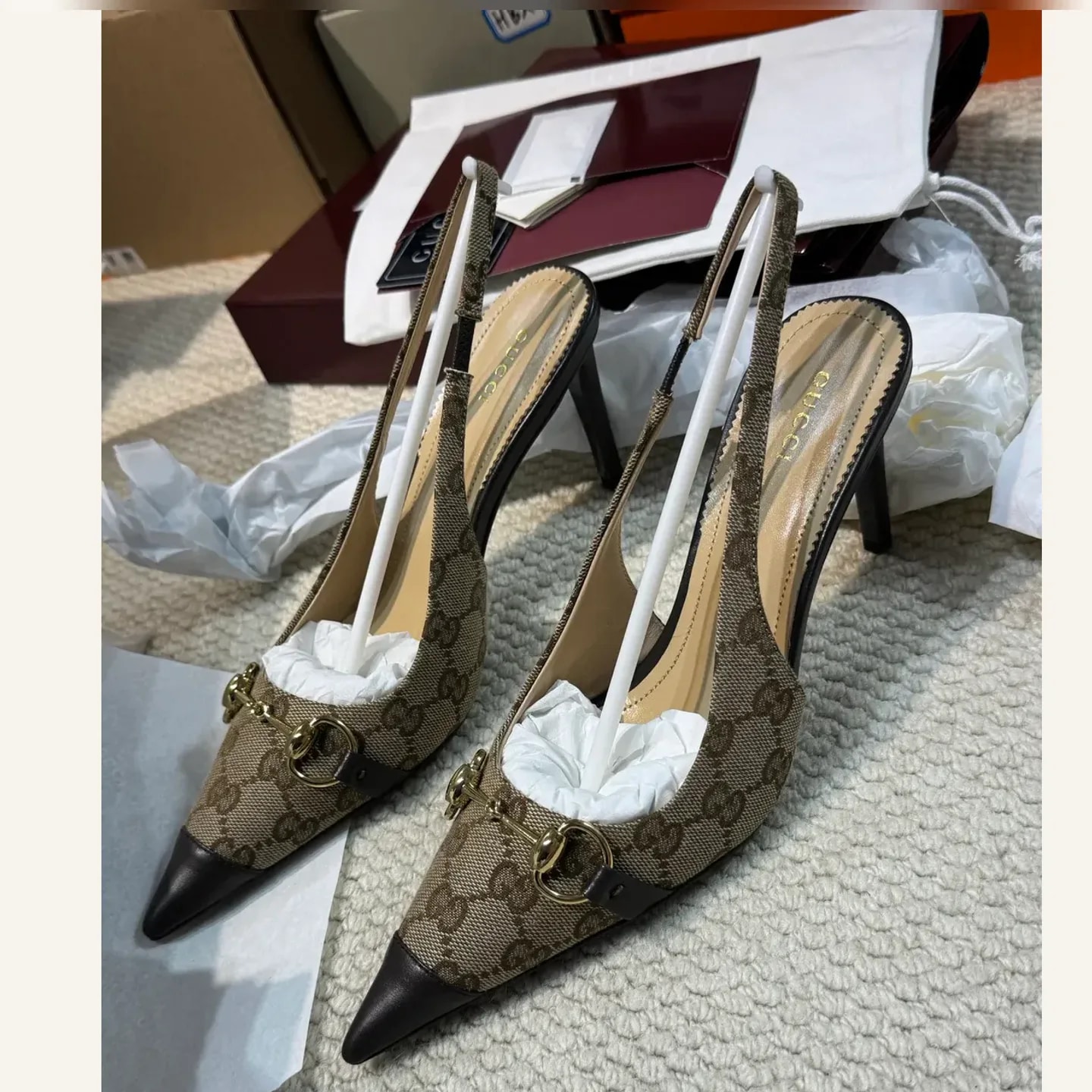 Gucci GG Monogram Pointed Slingback