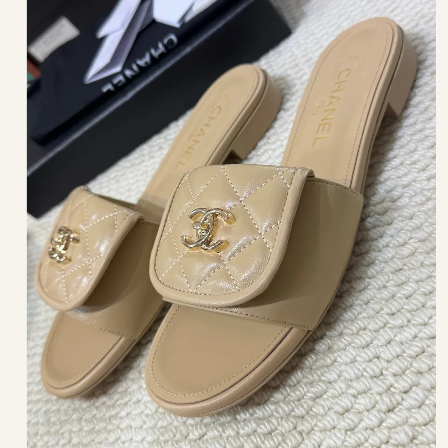 CHANEL Quilted CC Slide