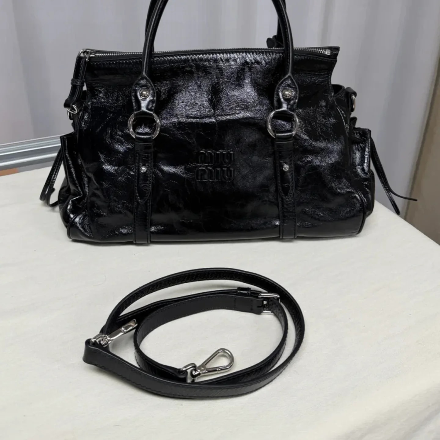 Miu Miu Shiny Leather Top-handle Bag