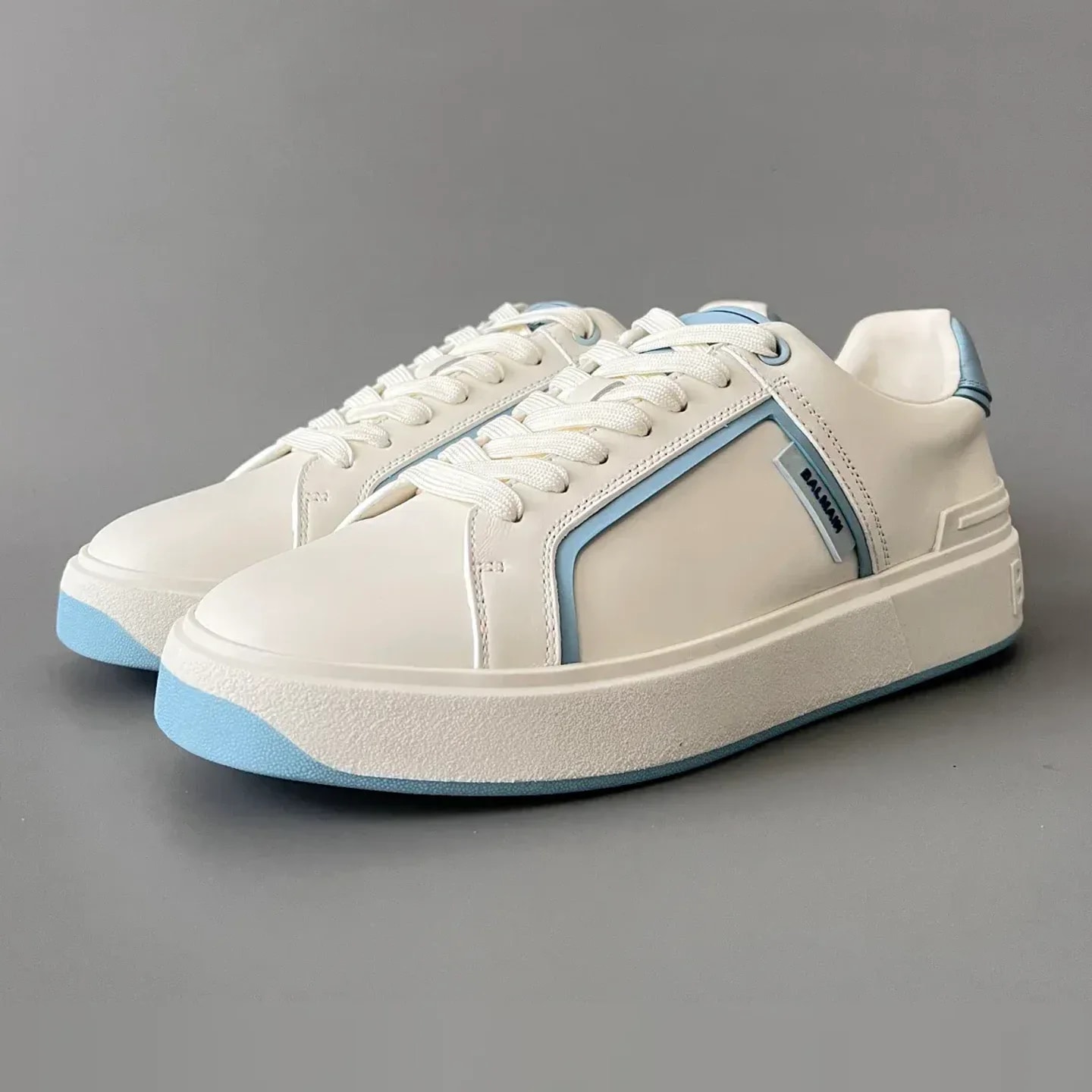 Balmain Logo-Strap Leather Slip-On Sneakers