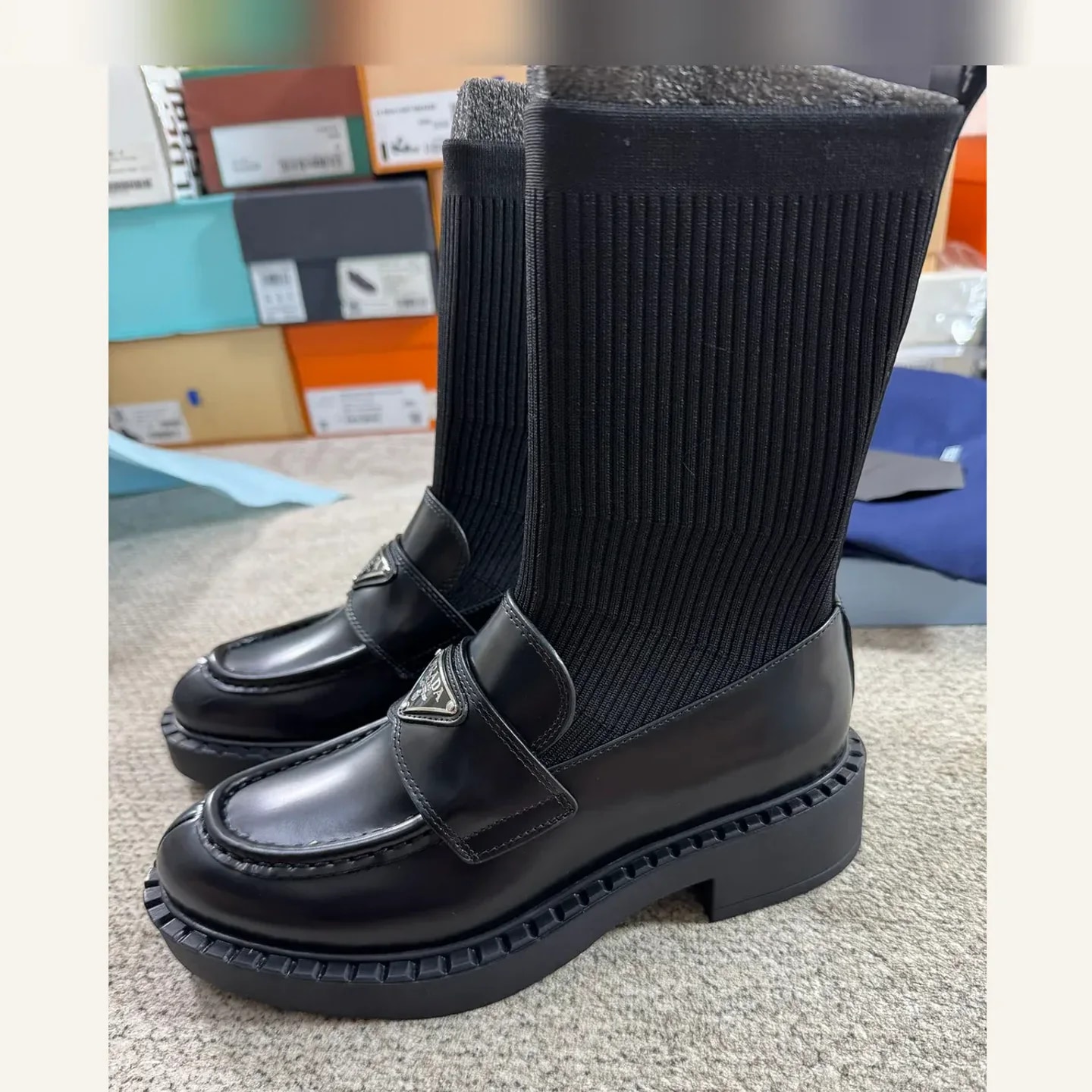 Prada Monolith Knit Boot