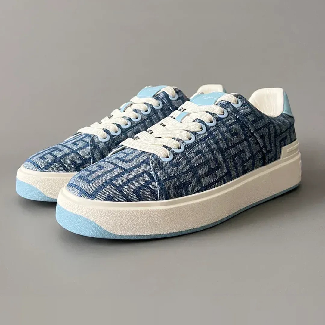 Balmain Logo-Strap Leather Slip-On Sneakers