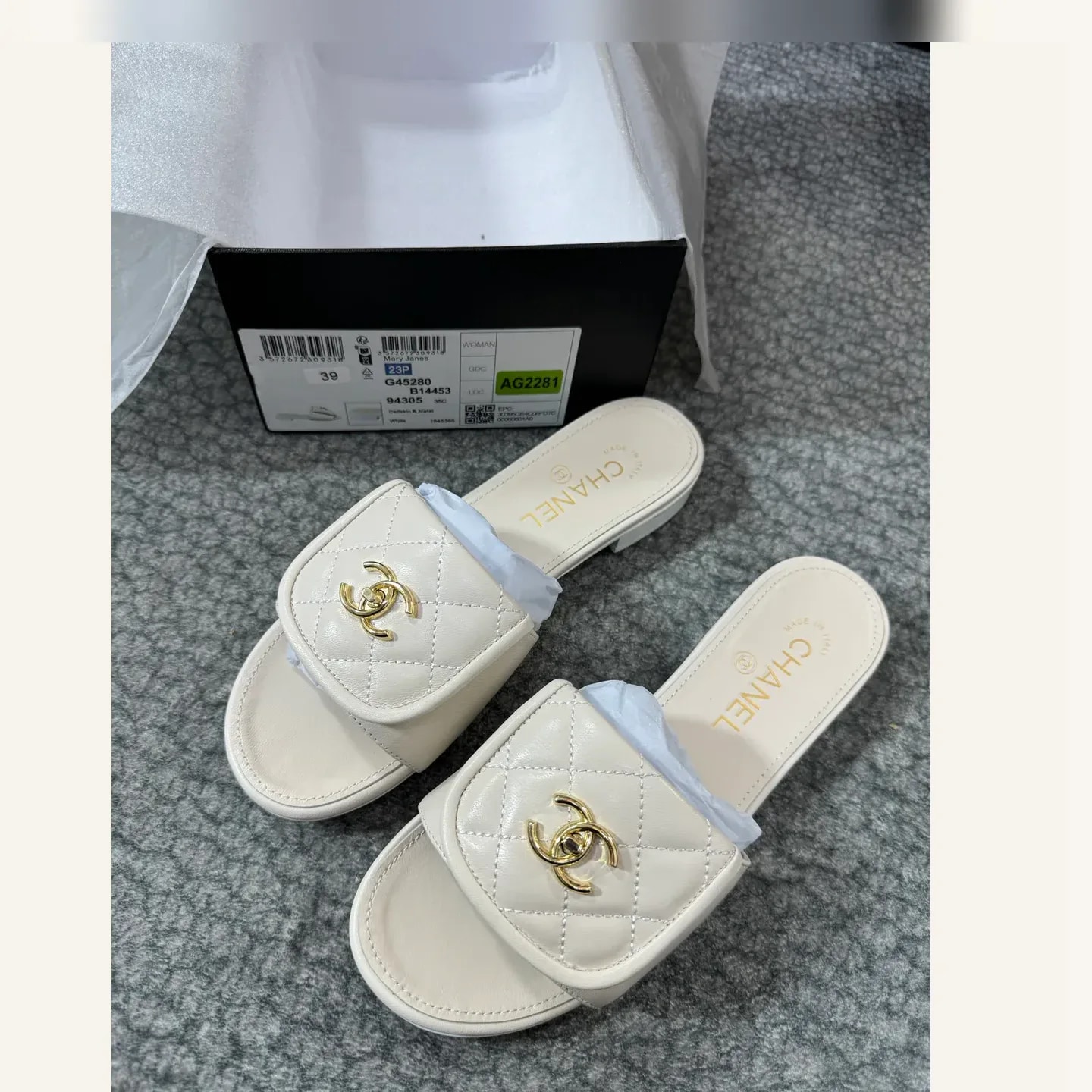 CHANEL Quilted CC Slide
